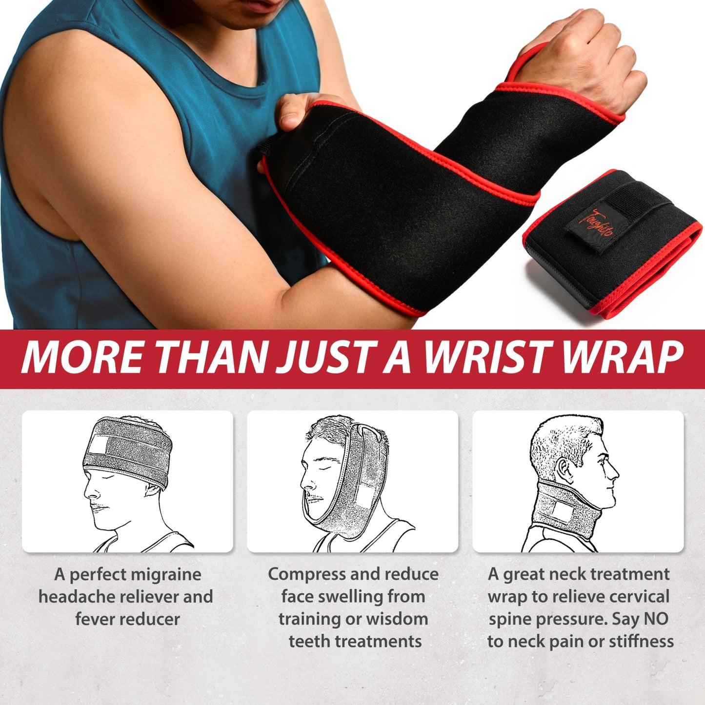 Multi-Purpose Ice Pack Wrap-Ice Pack for Wrist and Hand, Face and Head, Neck, Knee and Ankle